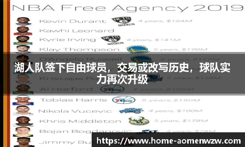 湖人队签下自由球员，交易或改写历史，球队实力再次升级